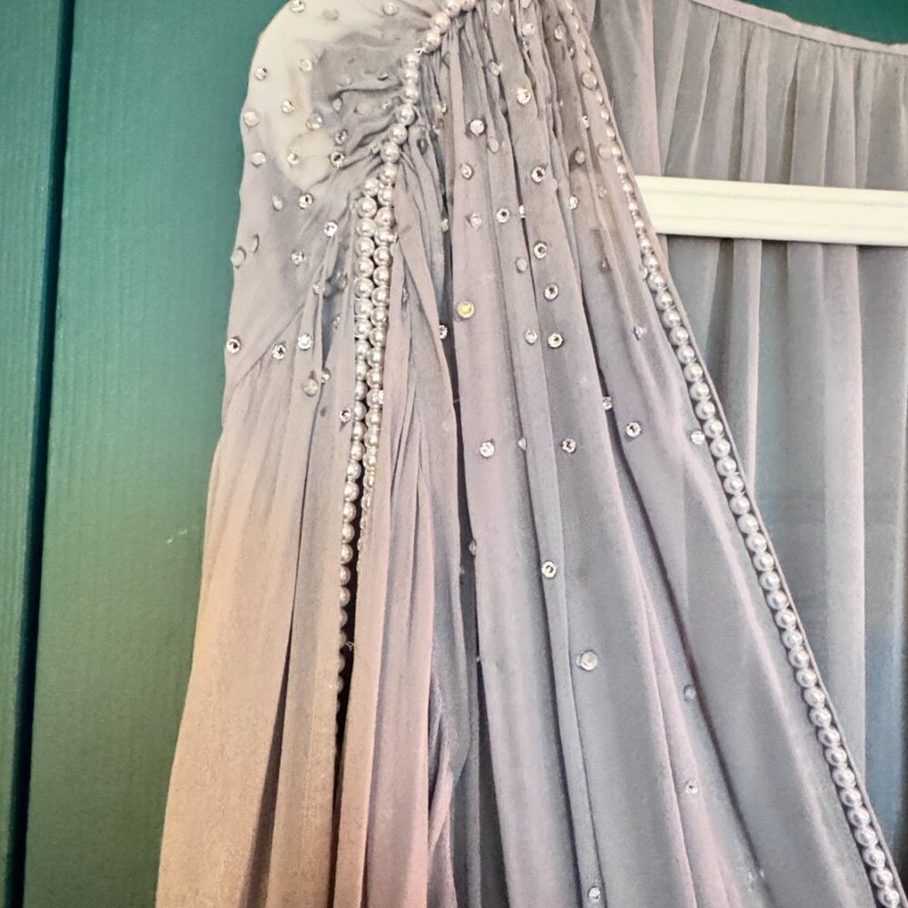Chiffon Grey & Pink Dressing Gown - Picture 6 of 10